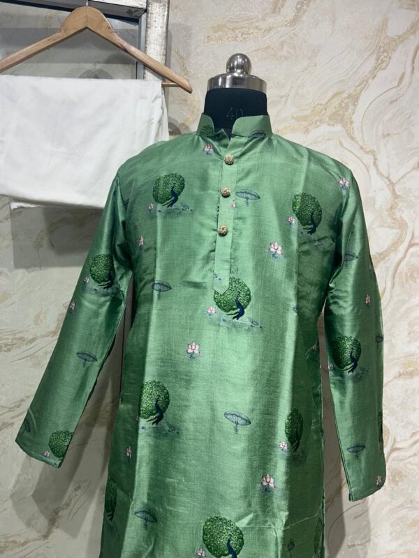 Pure silk men's kurta paired with cream colour pijama
