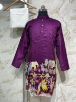 Chenderi men's kurta with kalamkari print paired with pijama