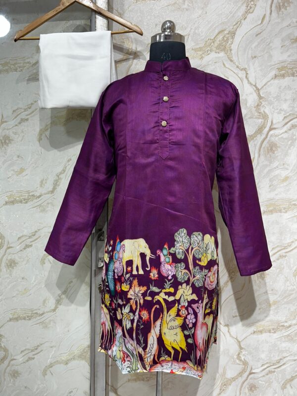 Chenderi men's kurta with kalamkari print paired with pijama
