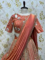 Pure tissue kali lehenga with heavy work paired with blouse and dupatta