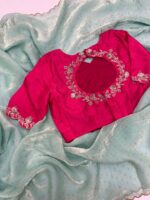 Pure space silk saree paired with beautiful maggam work blouse