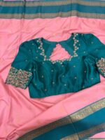 Beautiful Gadwal saree paired with maggam work blouse