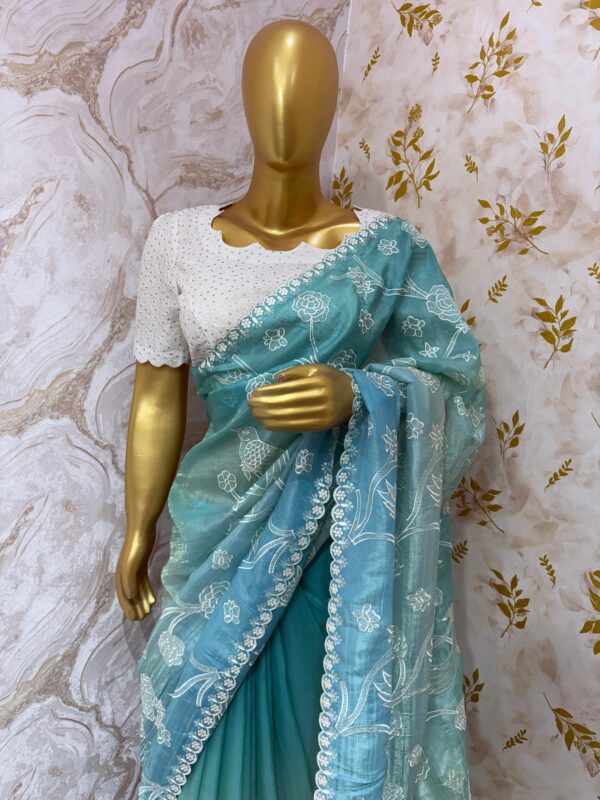 Falling organza with embroidery work paired with beautiful blouse