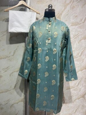 Exclusive designer men's kurta paired with cream colour pijama