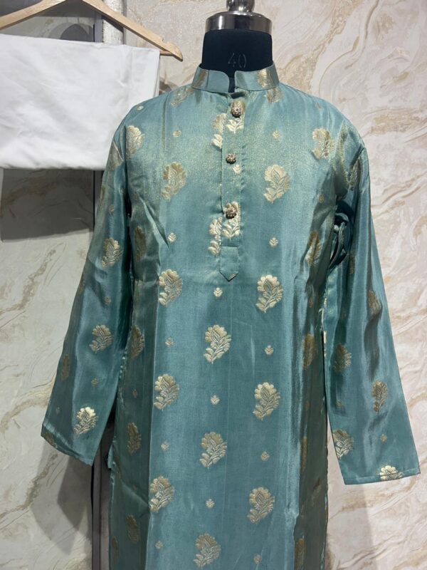 Exclusive designer men's kurta paired with cream colour pijama