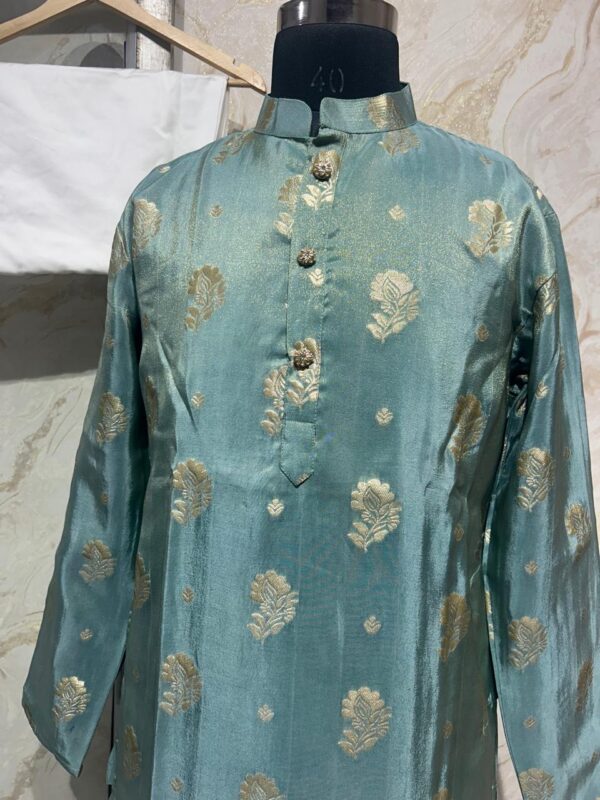 Exclusive designer men's kurta paired with cream colour pijama