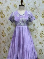 Dual shade long gown with beautiful heavy hand work floral yoke part