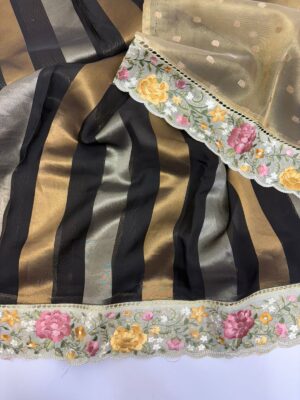 Pure organza saree with beautiful floral border