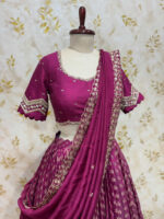 Pure chanderi lehenga paired with maggam work blouse and dupatta