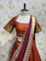Gadwal silk lehenga paired beautiful maggam work blouse & dupatta