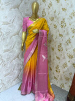Pure crepe dual shade saree with beautiful pattern blouse