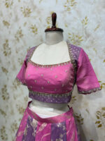 Tissue kali lehenga paired with beautiful maggam work blouse & dupatta