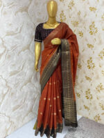 Budget friendly soft silk saree paired with matching blouse