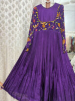 Beautiful purple long gown with floral yoke part