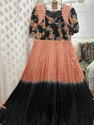 Beautiful long gown with floral yoke part