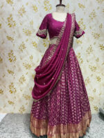 Pure chanderi lehenga paired with maggam work blouse and dupatta