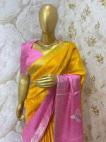 Pure crepe dual shade saree with beautiful pattern blouse