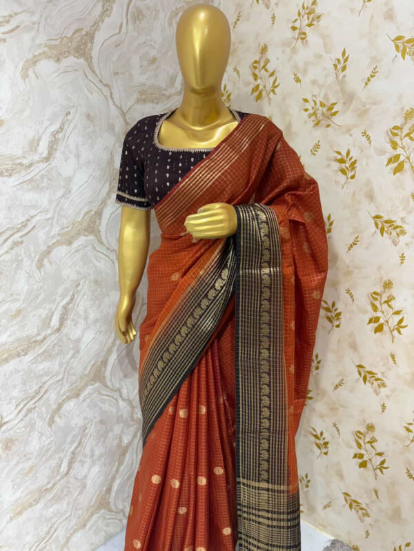 Budget friendly soft silk saree paired with matching blouse