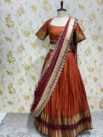 Gadwal silk lehenga paired beautiful maggam work blouse & dupatta
