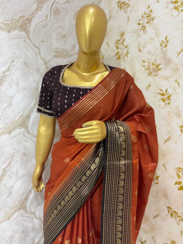 Budget friendly soft silk saree paired with matching blouse