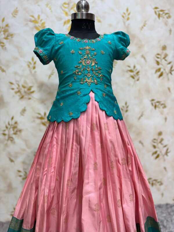 Exclusive vintage Gadwal lehenga with beautiful maggam work blouse