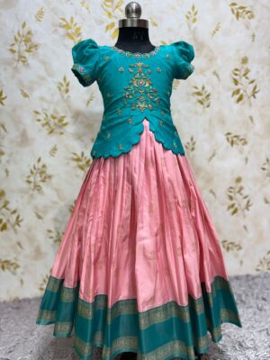 Exclusive vintage Gadwal lehenga with beautiful maggam work blouse