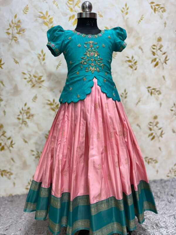 Exclusive vintage Gadwal lehenga with beautiful maggam work blouse
