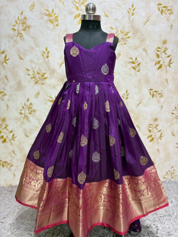 Excluisive designer vintage look long frock with over coat for kid's
