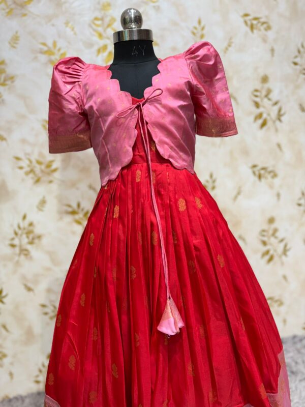 Vintage look long gown with over coat for kid's