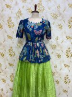 Pure organza peplum top paired with pure satin crepe silk skirt