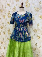 Pure organza peplum top paired with pure satin crepe silk skirt