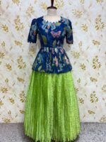 Pure organza peplum top paired with pure satin crepe silk skirt