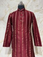 Pure chiniya pattu men's kurta paired with cream colour pijama