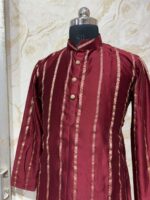 Pure chiniya pattu men's kurta paired with cream colour pijama