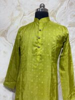 Soft silk men's kurta paired with cream colour pijama