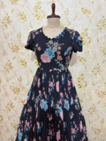 Georgette Floral long gown with maggam work highlights