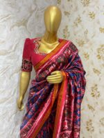 Patola silk saree with heavy maggam work blouse