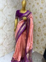 Soft silk saree with beautiful heavy maggam work blouse
