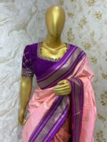 Soft silk saree with beautiful heavy maggam work blouse
