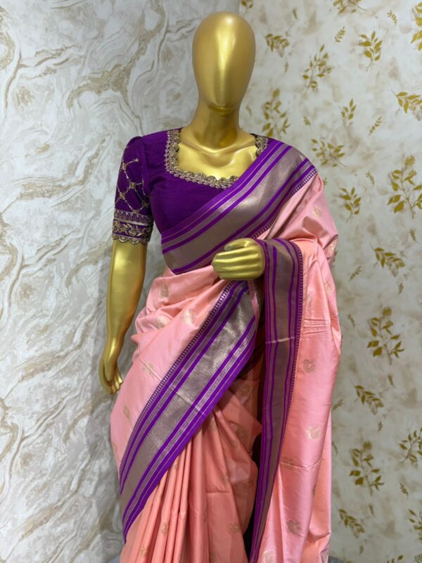 Soft silk saree with beautiful heavy maggam work blouse