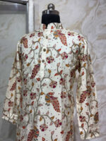 Designer kalamkari kurta paired with cream colour pijama