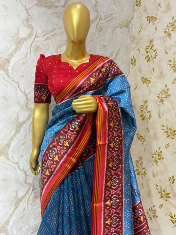 Exclusive patola silk saree with pure bandhini blouse