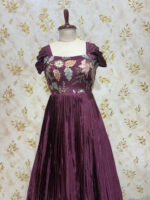 Exclusive designer long gown with floral yoke part