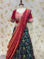 Exclusive munga silk lehenga set paired with maggam work dupatta