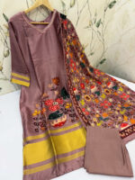 Satin silk kurti with pant & dupatta