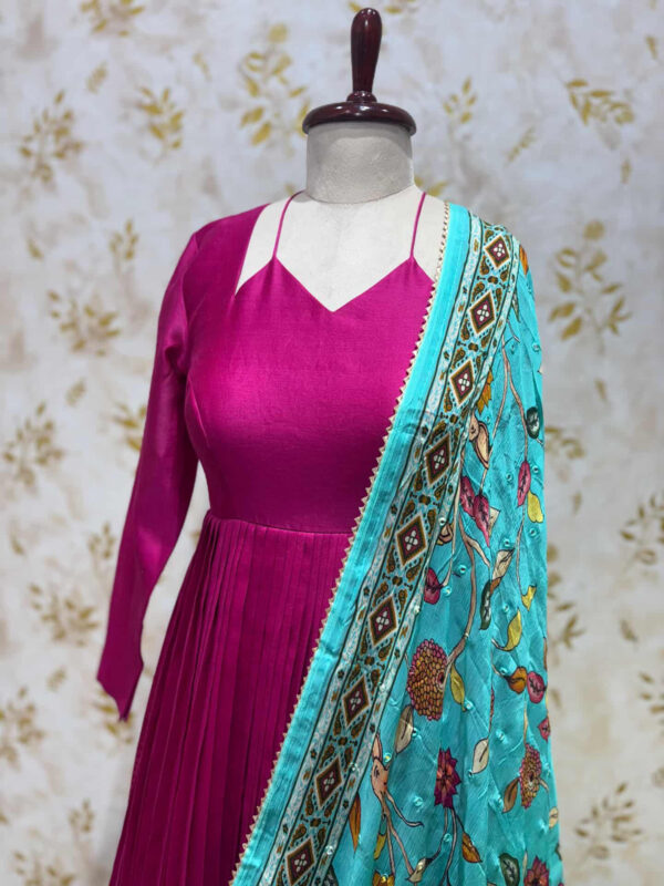 Pure mul chanderi long gown with dupatta