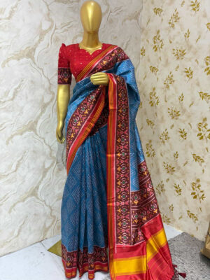 Exclusive patola silk saree with pure bandhini blouse