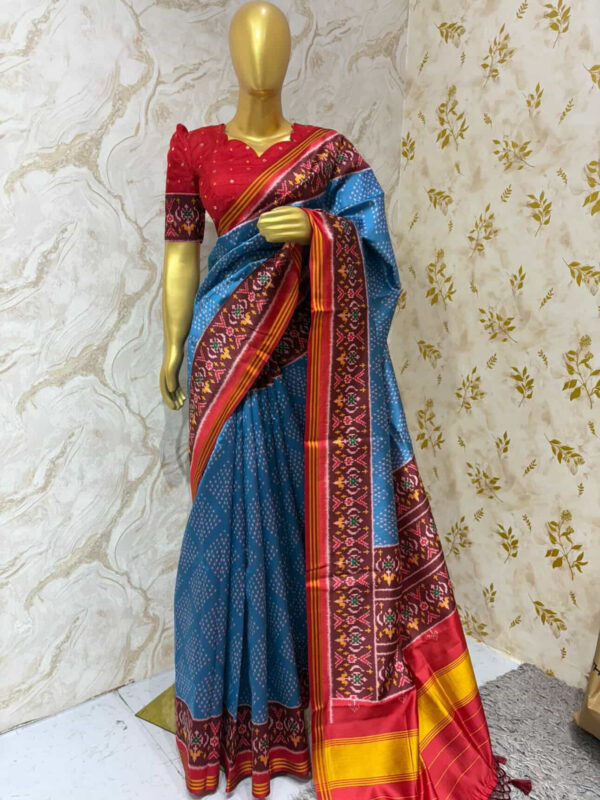 Exclusive patola silk saree with pure bandhini blouse