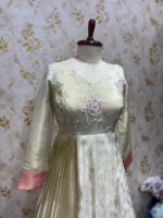 Exclusive designer tissue long gown with heavy sequin work yoke part