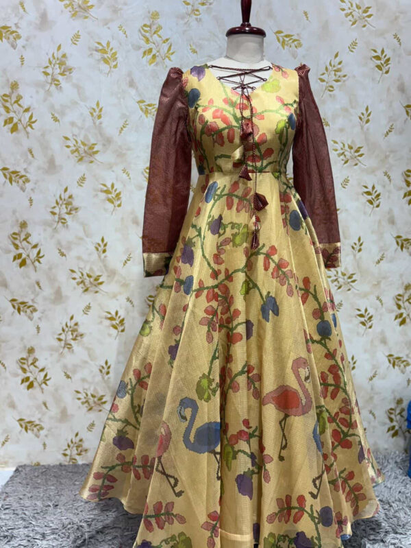 Kalamkari long gown with heavy flare
